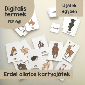 Erdei állatos 4 az 1-ben kártyajáték (nyomtatható) - Meska.hu