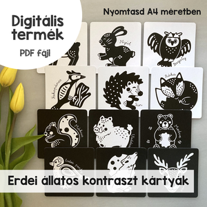 Kontraszt kártya - Erdei állatok (nyomtatható) - Meska.hu