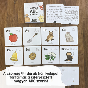 Illusztrált magyar ABC kártya, 44 darabos kiterjesztett kártyacsomag - játék & sport - készségfejlesztő és logikai játék - oktató játékok - Meska.hu