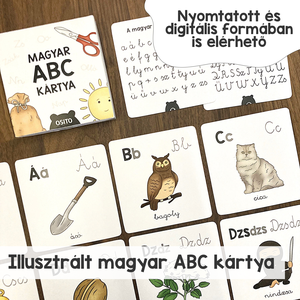 Illusztrált magyar ABC kártya, 44 darabos kiterjesztett kártyacsomag, Játék & Sport, Készségfejlesztő és Logikai játék, Oktató játékok, Fotó, grafika, rajz, illusztráció, MESKA