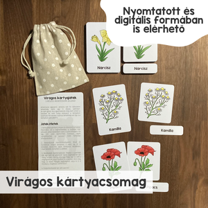 Virágos kártyacsomag - 3 részes Montessori jellegű, Játék & Sport, Táblajáték és Kártyajáték, Kártya, Fotó, grafika, rajz, illusztráció, MESKA