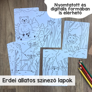 Erdei állatos színező csomag (20 db) - otthon & életmód - papír, írószer - színező - Meska.hu