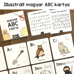 Illusztrált magyar ABC kártya, 44 darabos kiterjesztett kártyacsomag, Játék & Sport, Készségfejlesztő és Logikai játék, Oktató játékok, Fotó, grafika, rajz, illusztráció, MESKA