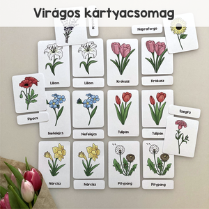 Virágos kártyacsomag - 3 részes Montessori jellegű, Játék & Sport, Táblajáték és Kártyajáték, Kártya, Fotó, grafika, rajz, illusztráció, MESKA