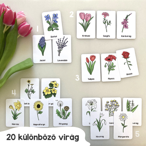 Virágos kártyacsomag - 3 részes Montessori jellegű - játék & sport - táblajáték és kártyajáték - kártya - Meska.hu
