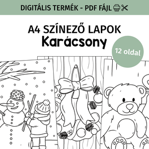 Karácsonyi színező lapok - PDF - Meska.hu