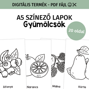 Gyümölcsös színező csomag - PDF, Otthon & Életmód, Papír, írószer, Színező, Fotó, grafika, rajz, illusztráció, MESKA