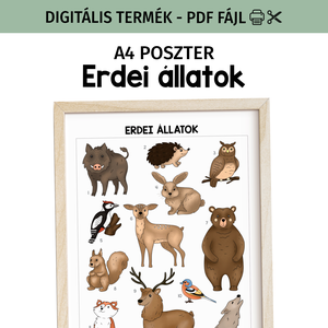 Erdei állatok poszter - PDF, Otthon & Életmód, Dekoráció, Kép & Falikép, Poszter, Fotó, grafika, rajz, illusztráció, MESKA