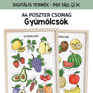 Gyümölcsös poszter csomag - PDF, Otthon & Életmód, Dekoráció, Kép & Falikép, Poszter, Fotó, grafika, rajz, illusztráció, MESKA