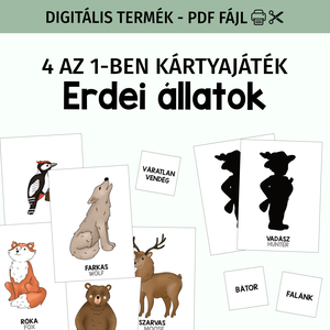 Az erdő állatai 4 az 1-ben kártyajáték - PDF, Játék & Sport, Készségfejlesztő és Logikai játék, Oktató játékok, Fotó, grafika, rajz, illusztráció, MESKA