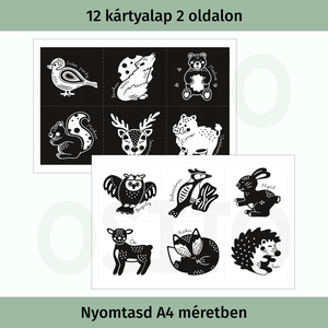 Kontraszt babakártya - Erdei állatok - PDF - játék & sport - babalátogató ajándékcsomag - Meska.hu