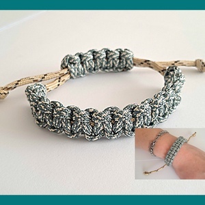 Szürke paracord karkötő, Ékszer, Karkötő, Fonott karkötő, Csomózás, MESKA
