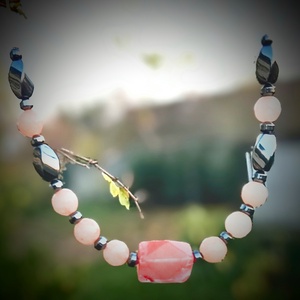 Barack szín és hematit kövekből nyaklánc, nyakék , Ékszer, Nyaklánc, Gyöngyös nyaklánc, Ékszerkészítés, MESKA