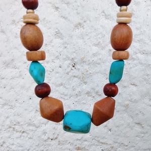 Fagyöngy és türkiz köves nyaklánc, nyakék , Ékszer, Nyaklánc, Gyöngyös nyaklánc, Ékszerkészítés, MESKA