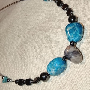 Apatit hematit ásvány nyaklánc, nyakék , Ékszer, Nyaklánc, Gyöngyös nyaklánc, Ékszerkészítés, MESKA