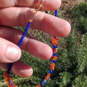 Kék  - arany ásvány nyaklánc, nyakék  - ékszer - nyaklánc - gyöngyös nyaklánc - Meska.hu