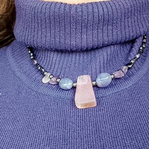  Hematit, zöld achát ásvány nyaklánc, nyakék  - ékszer - nyaklánc - gyöngyös nyaklánc - Meska.hu