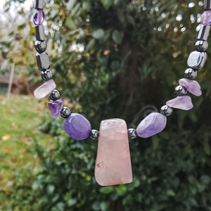  Hematit, zöld achát ásvány nyaklánc, nyakék  - ékszer - nyaklánc - gyöngyös nyaklánc - Meska.hu