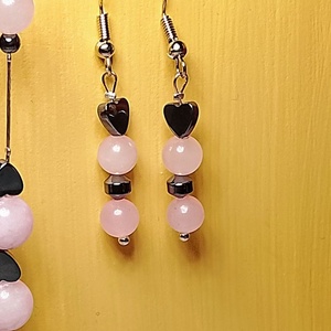 Fülbevaló rózsaszín ásvány gyöngyökkel , Ékszer, Fülbevaló, Lógó fülbevaló, Mindenmás, MESKA