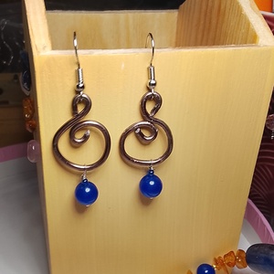 Fülbevaló  kék üveggyöngy  - ékszer - fülbevaló - lógó fülbevaló - Meska.hu