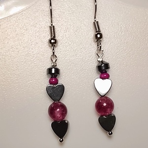 Fülbevaló  lila fél drágakővel, Ékszer, Fülbevaló, Lógó fülbevaló, Mindenmás, MESKA