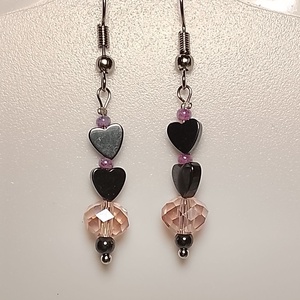 Fülbevaló  hematit és üveggyöngy , Ékszer, Fülbevaló, Lógó fülbevaló, Mindenmás, MESKA