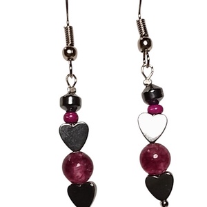 Fülbevaló  lila fél drágakővel, Ékszer, Fülbevaló, Lógó fülbevaló, Mindenmás, MESKA