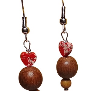 Fülbevaló  piros szívvel , Ékszer, Fülbevaló, Lógó fülbevaló, Mindenmás, MESKA