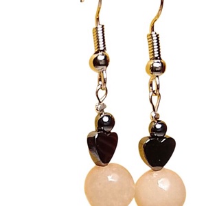 Fülbevaló rózsaszín ásvány gyöngyökkel , Ékszer, Fülbevaló, Lógó fülbevaló, Mindenmás, MESKA