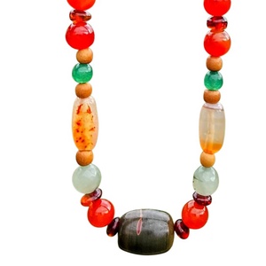 Karneol, achát, borostyán és fagyöngy nyaklánc - Meska.hu
