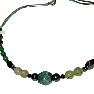  Hematit, zöld achát ásvány nyaklánc, nyakék , Ékszer, Nyaklánc, Gyöngyös nyaklánc, Ékszerkészítés, MESKA