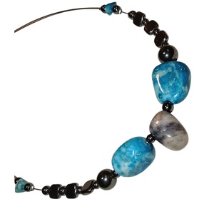 Apatit hematit ásvány nyaklánc, nyakék , Ékszer, Nyaklánc, Gyöngyös nyaklánc, Ékszerkészítés, MESKA