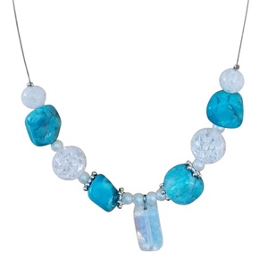 Fehér és kék ásvány nyaklánc, nyakék , Ékszer, Nyaklánc, Gyöngyös nyaklánc, Ékszerkészítés, MESKA