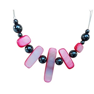 Hematit és kagyló nyaklánc, nyakék , Ékszer, Nyaklánc, Gyöngyös nyaklánc, Ékszerkészítés, MESKA