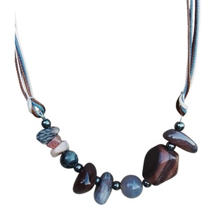 Zöld, sárga, barna színű ásványokból készült nyaklánc, nyakék , Ékszer, Nyaklánc, Gyöngyös nyaklánc, Ékszerkészítés, MESKA