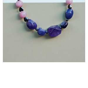 Ametiszt és hematit kövekből nyaklánc, nyakék  - ékszer - nyaklánc - gyöngyös nyaklánc - Meska.hu