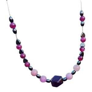 Ametiszt és hematit kövekből nyaklánc, nyakék , Ékszer, Nyaklánc, Gyöngyös nyaklánc, Ékszerkészítés, MESKA