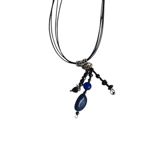 Kék ásvány medálos nyaklánc  - ékszer - nyaklánc - gyöngyös nyaklánc - Meska.hu