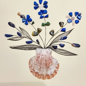 Féldrágakő és kagyló falikép  - otthon & életmód - dekoráció - kép & falikép - kavics kép - Meska.hu