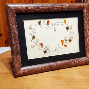 Féldrágakövekkel kirakott  szív falikép  - otthon & életmód - dekoráció - kép & falikép - kavics kép - Meska.hu