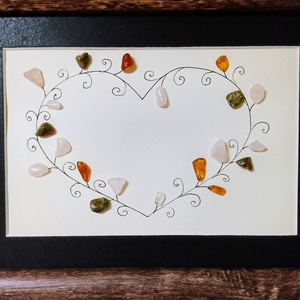 Féldrágakövekkel kirakott  szív falikép  - otthon & életmód - dekoráció - kép & falikép - kavics kép - Meska.hu