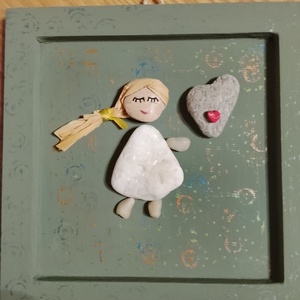 Angyalkás kő falikép  - otthon & életmód - dekoráció - kép & falikép - kavics kép - Meska.hu