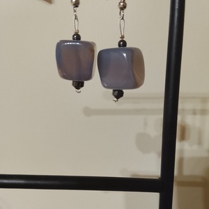 Fülbevaló szürke achát kövekből , Ékszer, Fülbevaló, Lógó fülbevaló, Mindenmás, MESKA