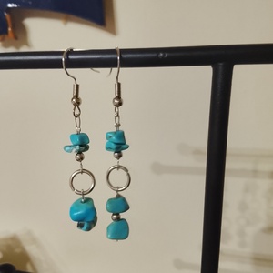 Fülbevaló türkiz színű kövekből , Ékszer, Fülbevaló, Lógó fülbevaló, Mindenmás, MESKA