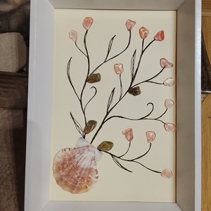 Féldrágakő falikép kagyló és ásványköves  - otthon & életmód - dekoráció - kép & falikép - kavics kép - Meska.hu