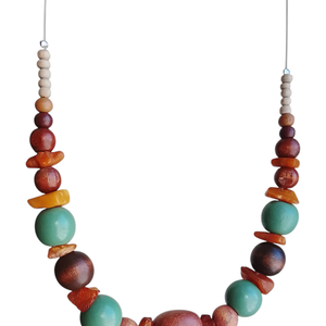 Nyaklánc barna és zöld gyöngyökkel, Ékszer, Nyaklánc, Gyöngyös nyaklánc, Ékszerkészítés, MESKA
