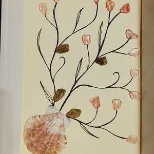 Féldrágakő falikép kagyló és ásványköves , Otthon & Életmód, Dekoráció, Kép & Falikép, Kavics kép, , MESKA