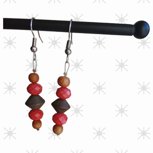 Narancs és barna fülbevaló , Ékszer, Nyaklánc, Gyöngyös nyaklánc, Ékszerkészítés, MESKA