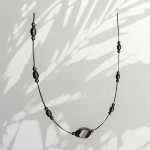 Hematit gyöngyös láncok acél zsinóron, Ékszer, Nyaklánc, Gyöngyös nyaklánc, Ékszerkészítés, MESKA