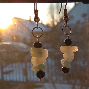 Fülbevaló világoskék - fekete , Ékszer, Fülbevaló, Lógó fülbevaló, Mindenmás, MESKA